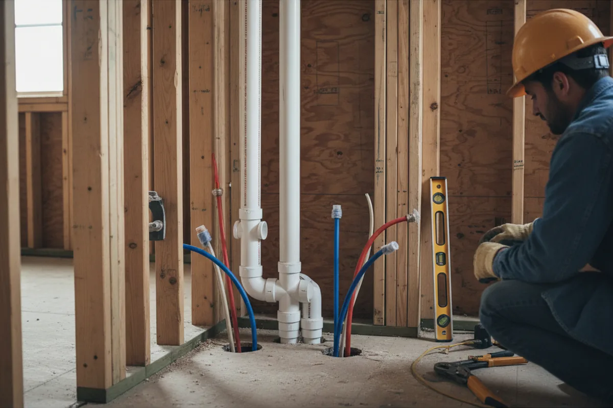 Drain and supply rough-in during Drain Cleaning in Erie