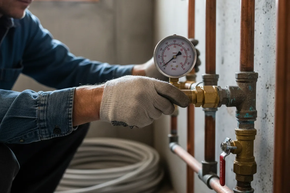 Pressure testing a repaired line during Water Line Repair in Erie